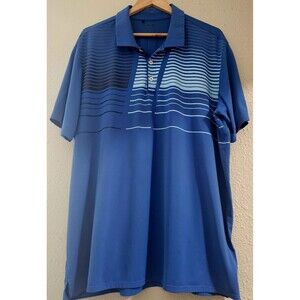 ADIDAS ADIZERO Size 2XL Mens Mesh Perforated Golf Polo Shirt Blue Striped
